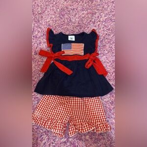 Toddler Smocked American flag outfit